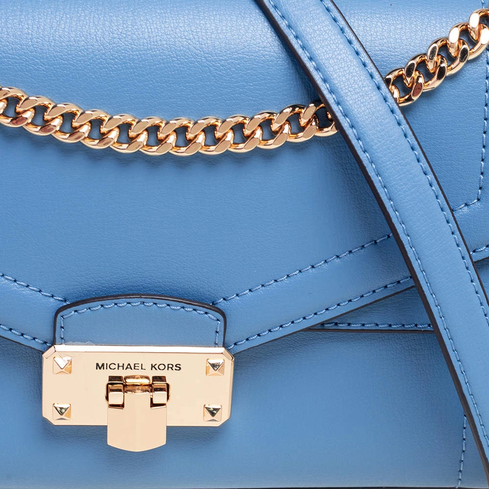 Michael Kors Blue Leather Kinsley Shoulder Bag For Women - Image 5