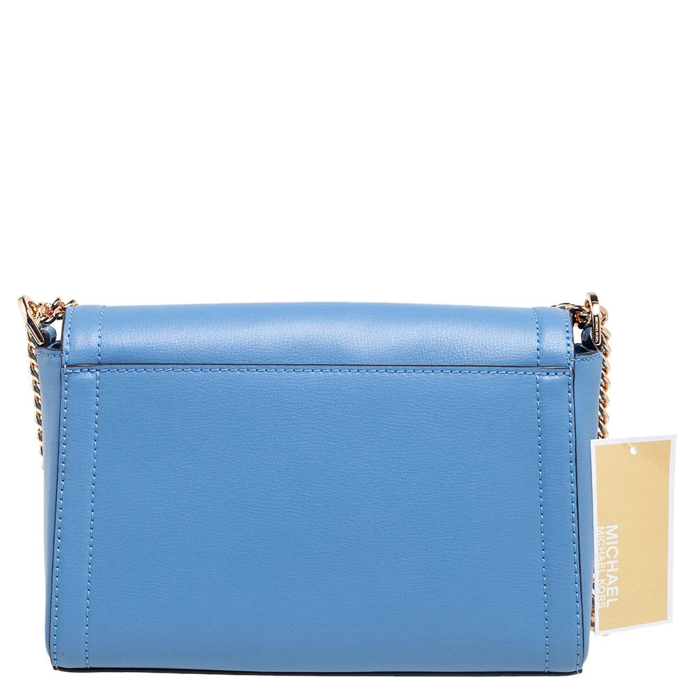 Michael Kors Blue Leather Kinsley Shoulder Bag For Women - Image 4