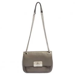 Michael Kors Grey Leather Sloan Flap Shoulder Bag For Women