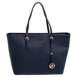 Michael Kors Blue Saffiano Leather Jet Set Travel Tote For Women