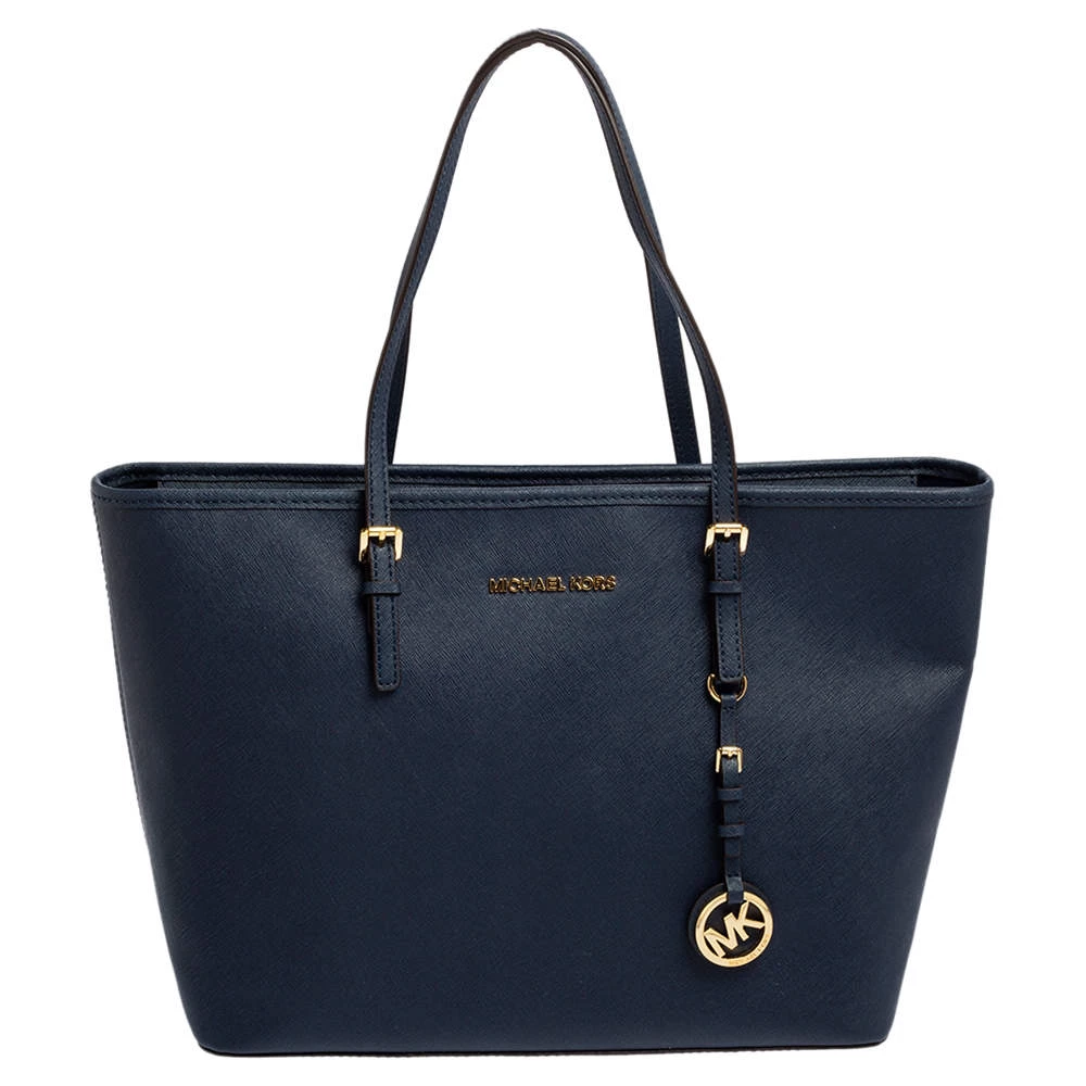 Michael Kors Blue Saffiano Leather Jet Set Travel Tote For Women