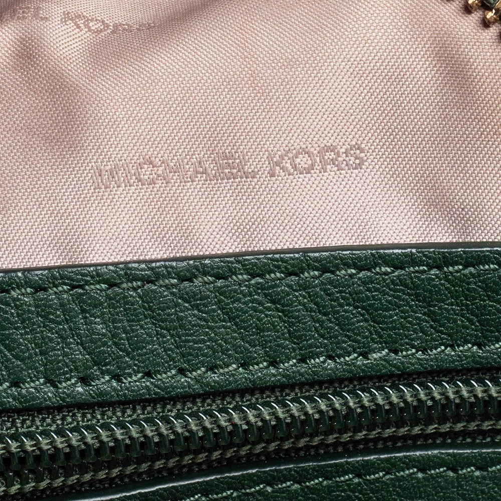 Michael Kors Green Leather Rhea Zip Backpack For Women - Image 10