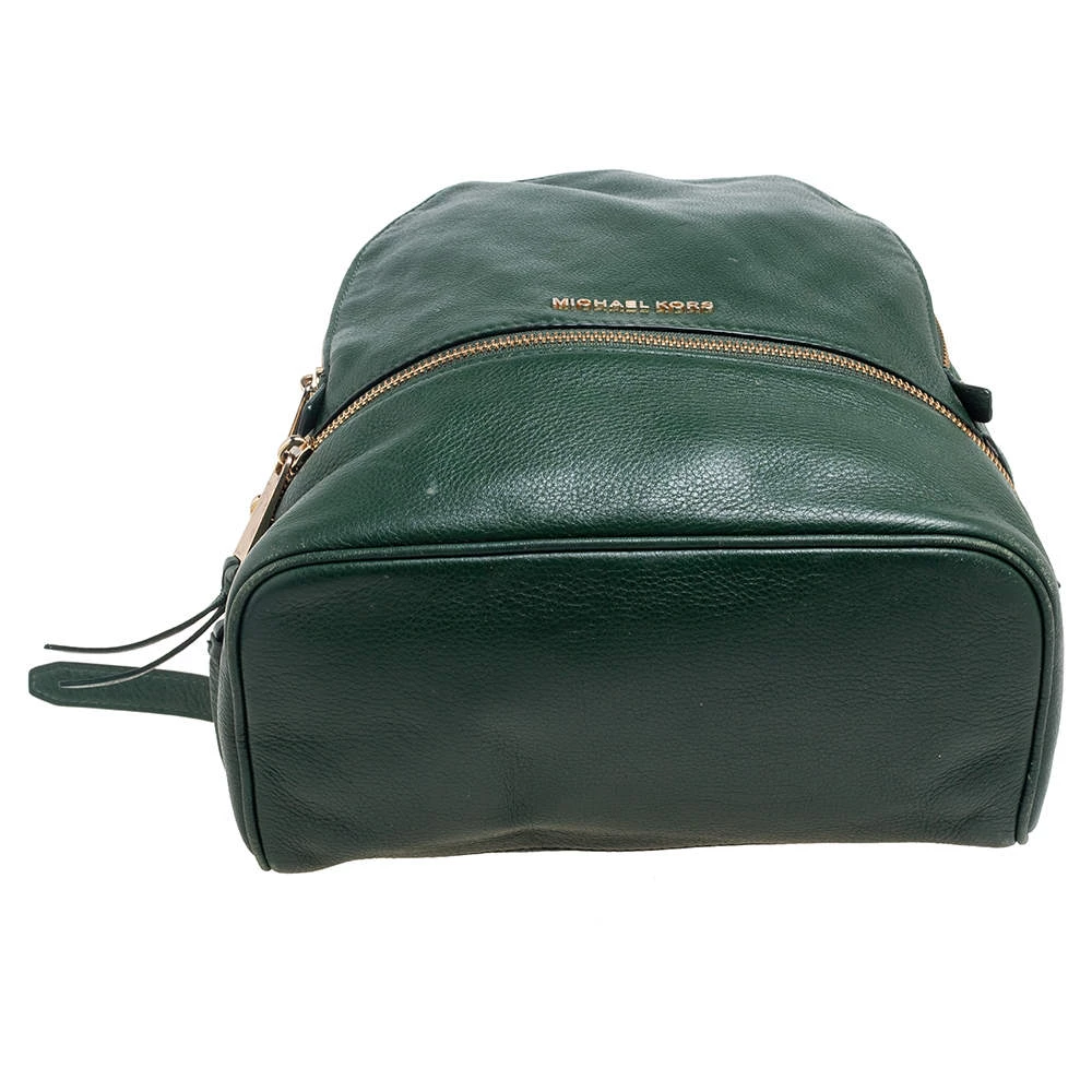 Michael Kors Green Leather Rhea Zip Backpack For Women - Image 6