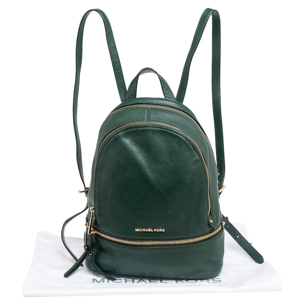 Michael Kors Green Leather Rhea Zip Backpack For Women - Image 11