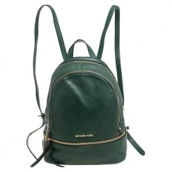 Michael Kors Green Leather Rhea Zip Backpack For Women