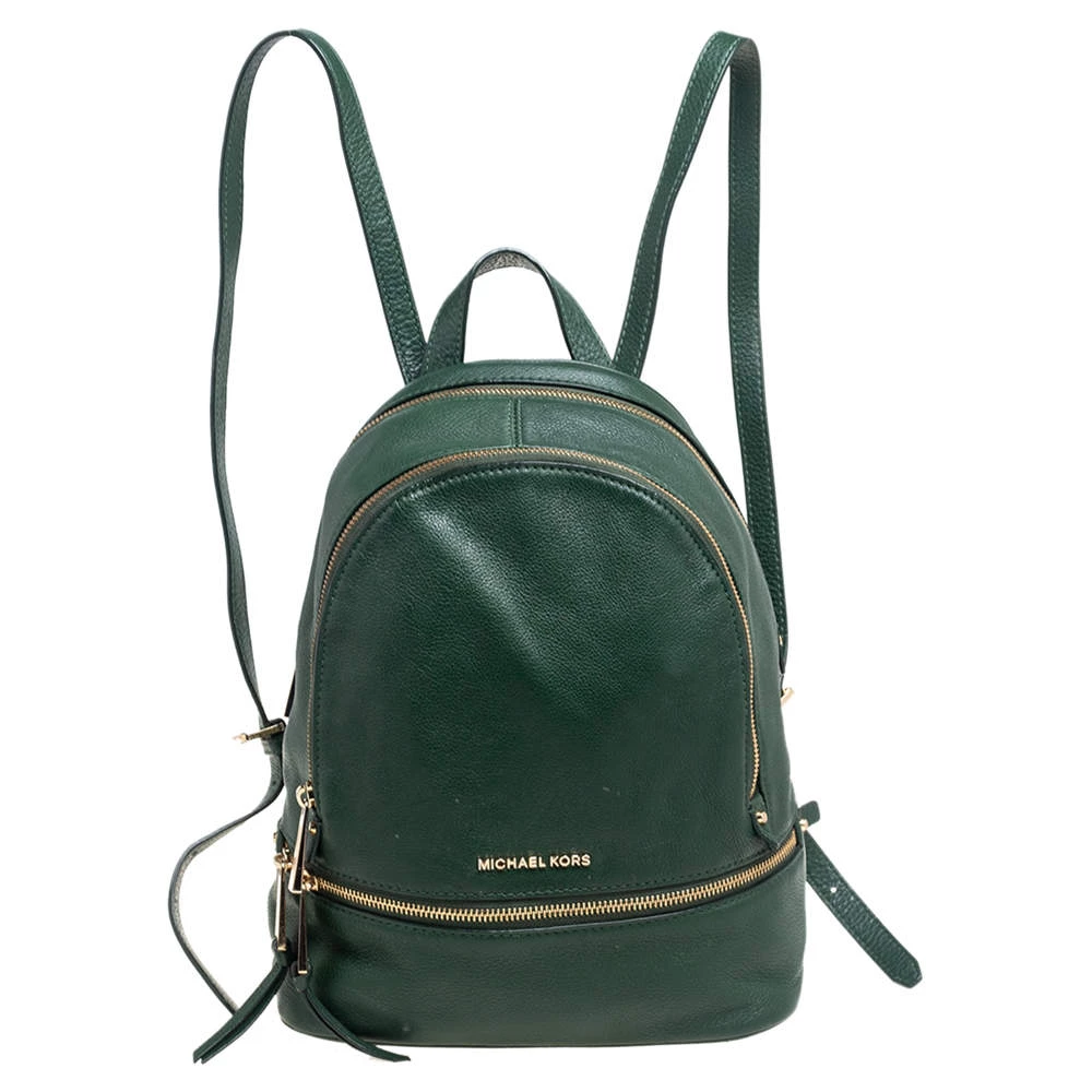 Michael Kors Green Leather Rhea Zip Backpack For Women