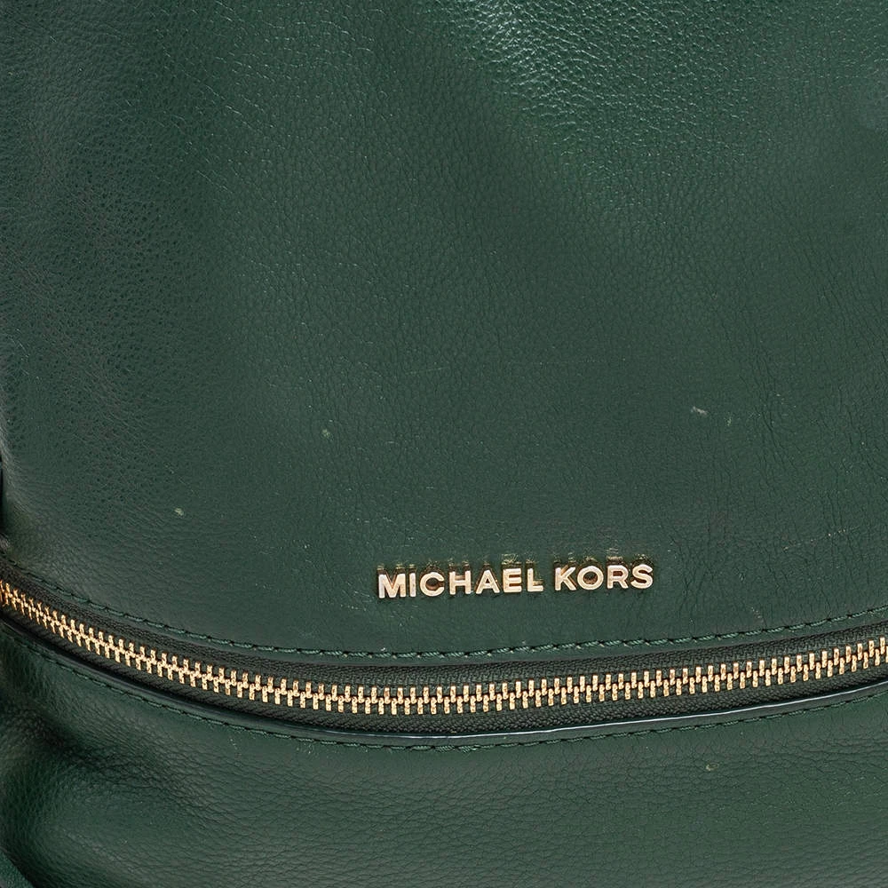 Michael Kors Green Leather Rhea Zip Backpack For Women - Image 5