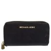 Michael Kors Black Leather Jet Set Zip Around Wallet For Women