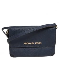 Michael Kors Blue Leather Multifunction Jet Set Travel Wallet For Women