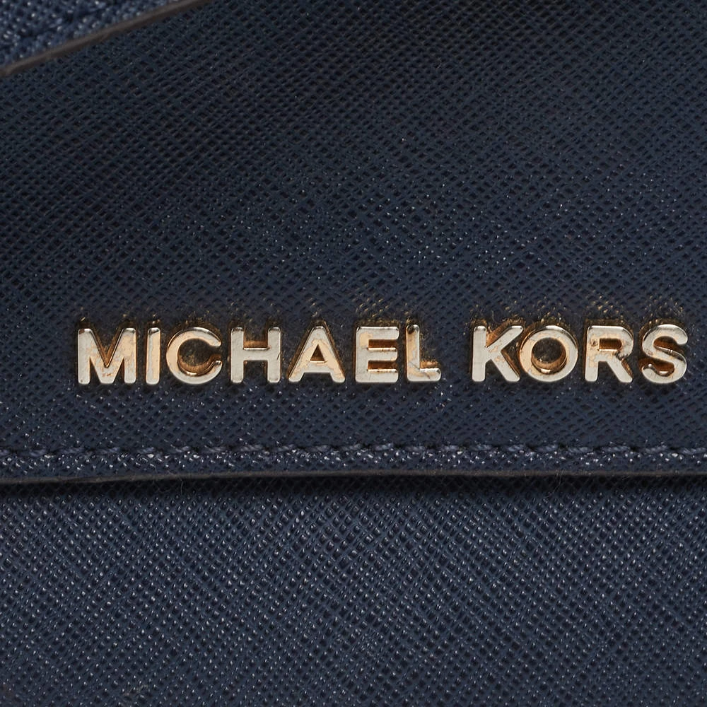 Michael Kors Blue Leather Multifunction Jet Set Travel Wallet For Women - Image 5