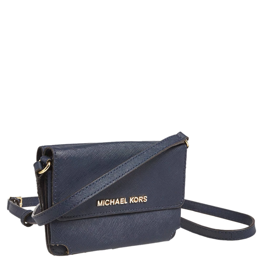 Michael Kors Blue Leather Multifunction Jet Set Travel Wallet For Women - Image 3