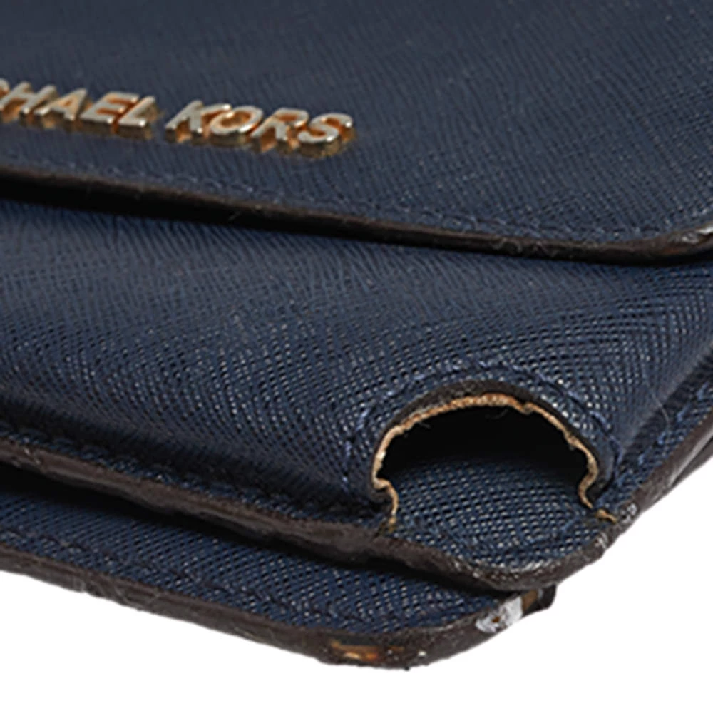 Michael Kors Blue Leather Multifunction Jet Set Travel Wallet For Women - Image 13