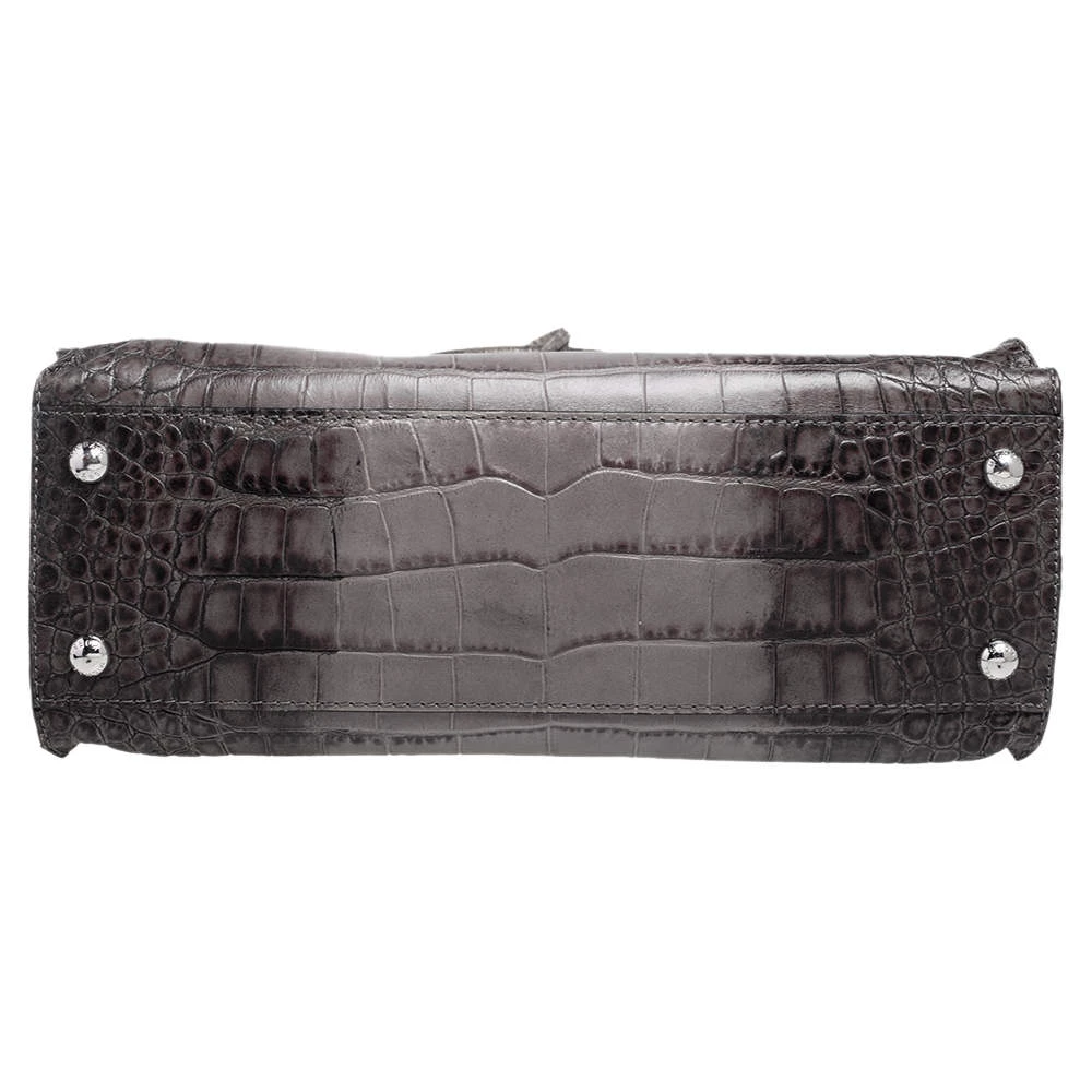 MICHAEL Michael Kors Black/Grey Croc Embossed Leather Large Hamilton North South Tote For Women - Image 6