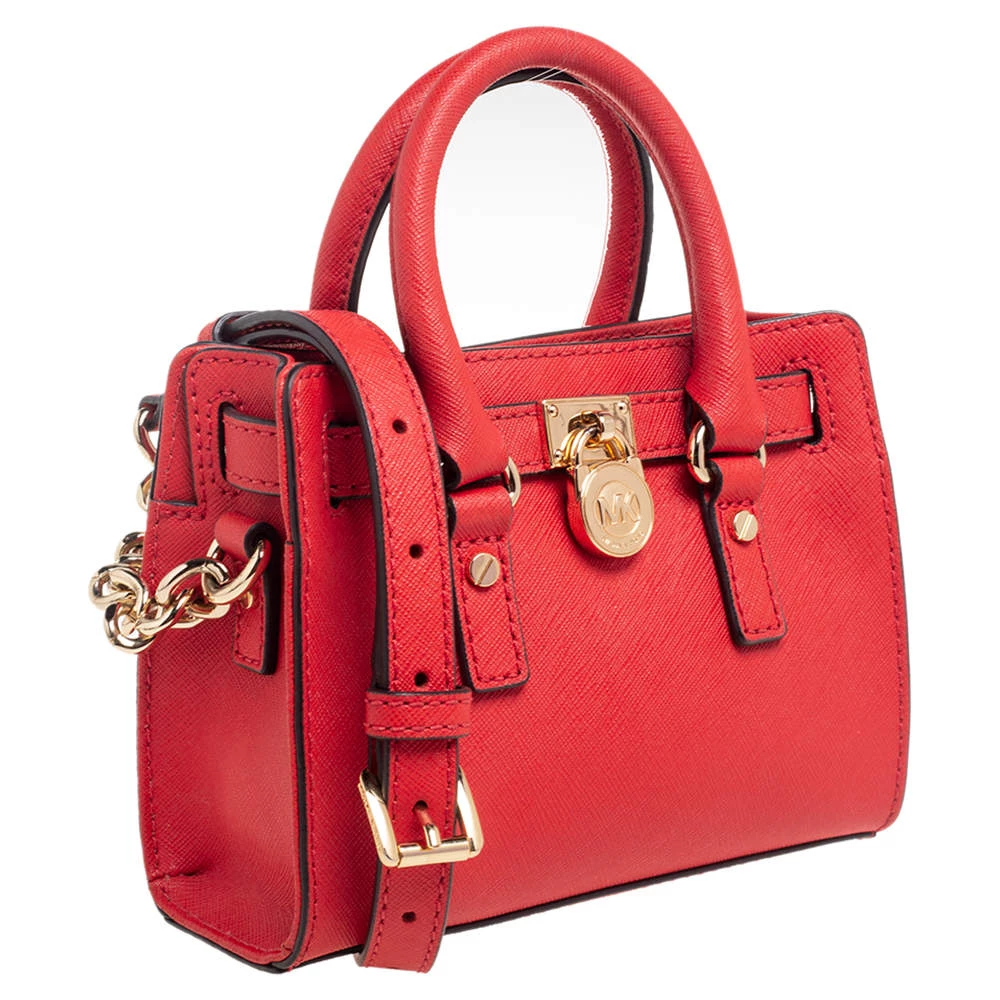 Michael Kors Red Saffiano Leather Mini Hamilton Crossbody Bag For Women - Image 3