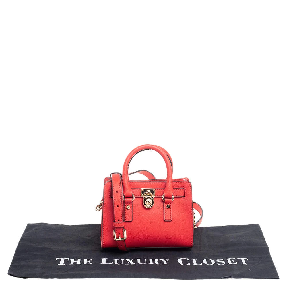 Michael Kors Red Saffiano Leather Mini Hamilton Crossbody Bag For Women - Image 9