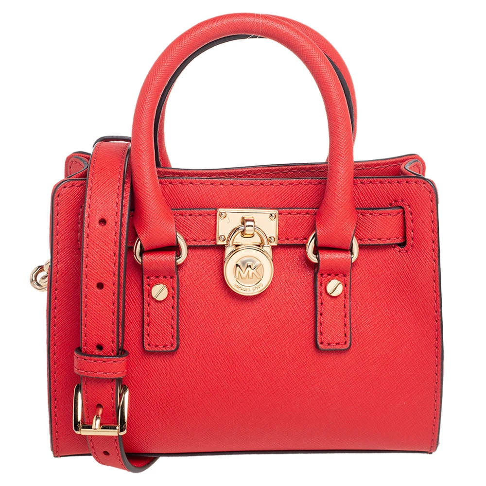 Michael Kors Red Saffiano Leather Mini Hamilton Crossbody Bag For Women