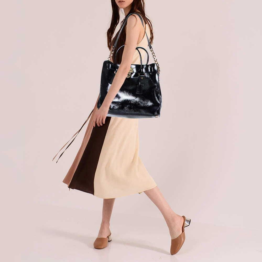 MICHAEL Michael Kors Black Patent Leather Large Hamilton North South Tote For Women - Image 2