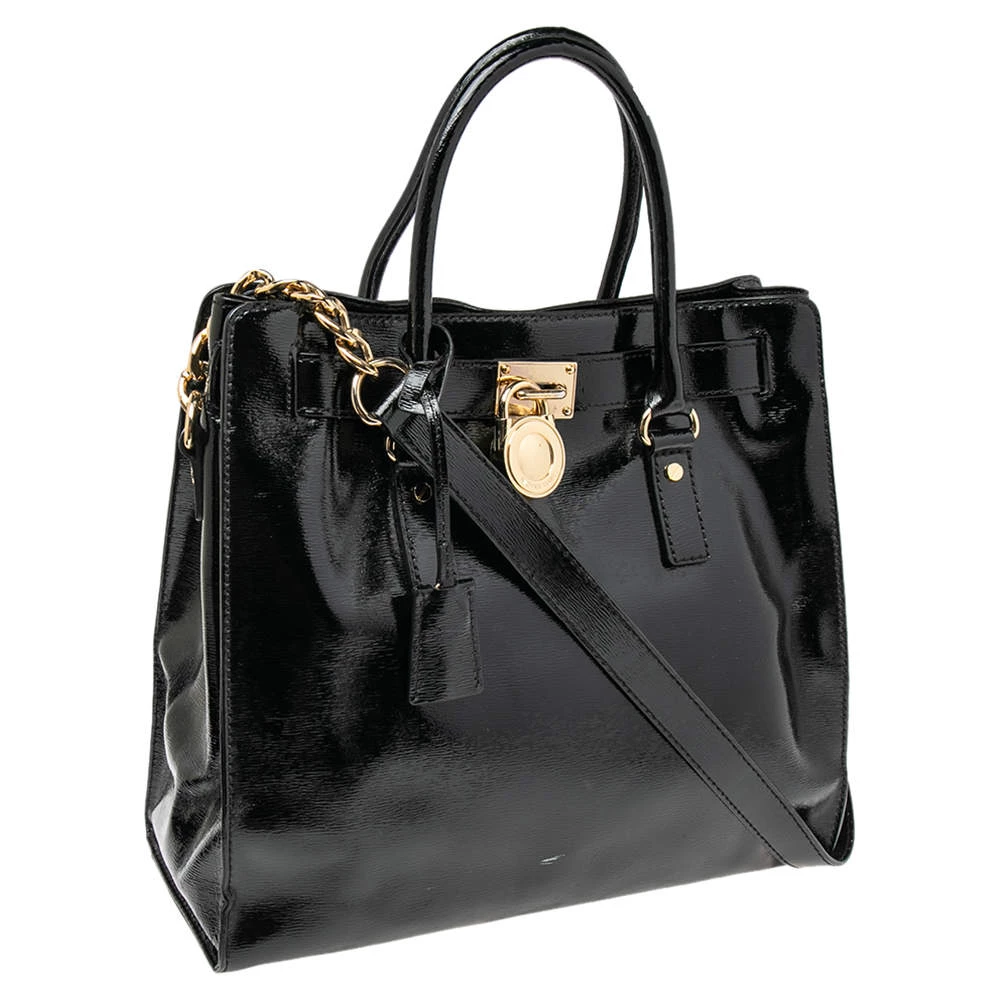 MICHAEL Michael Kors Black Patent Leather Large Hamilton North South Tote For Women - Image 3