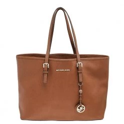 Michael Kors Brown Leather Large Jet Set Travel Tote For Women