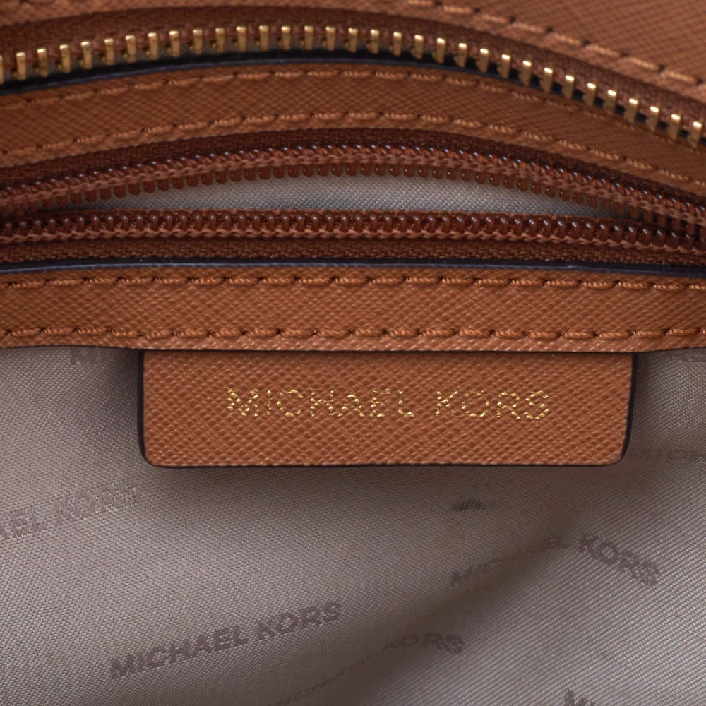 Michael Kors Brown Leather Pyramid Quilt Studded Selma Satchel For Women - Image 9