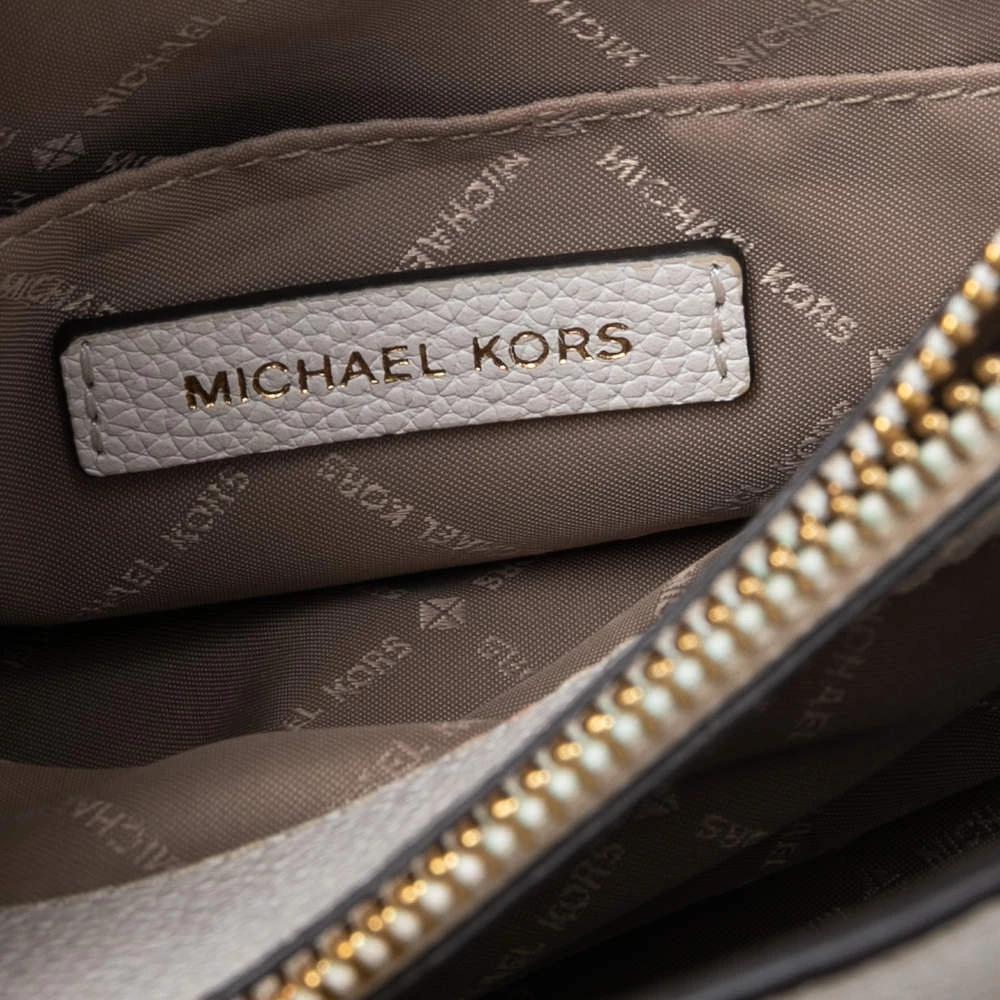 Michael Kors White Leather And Straw Medium Kinsley Accordion Tote For Women - Image 9