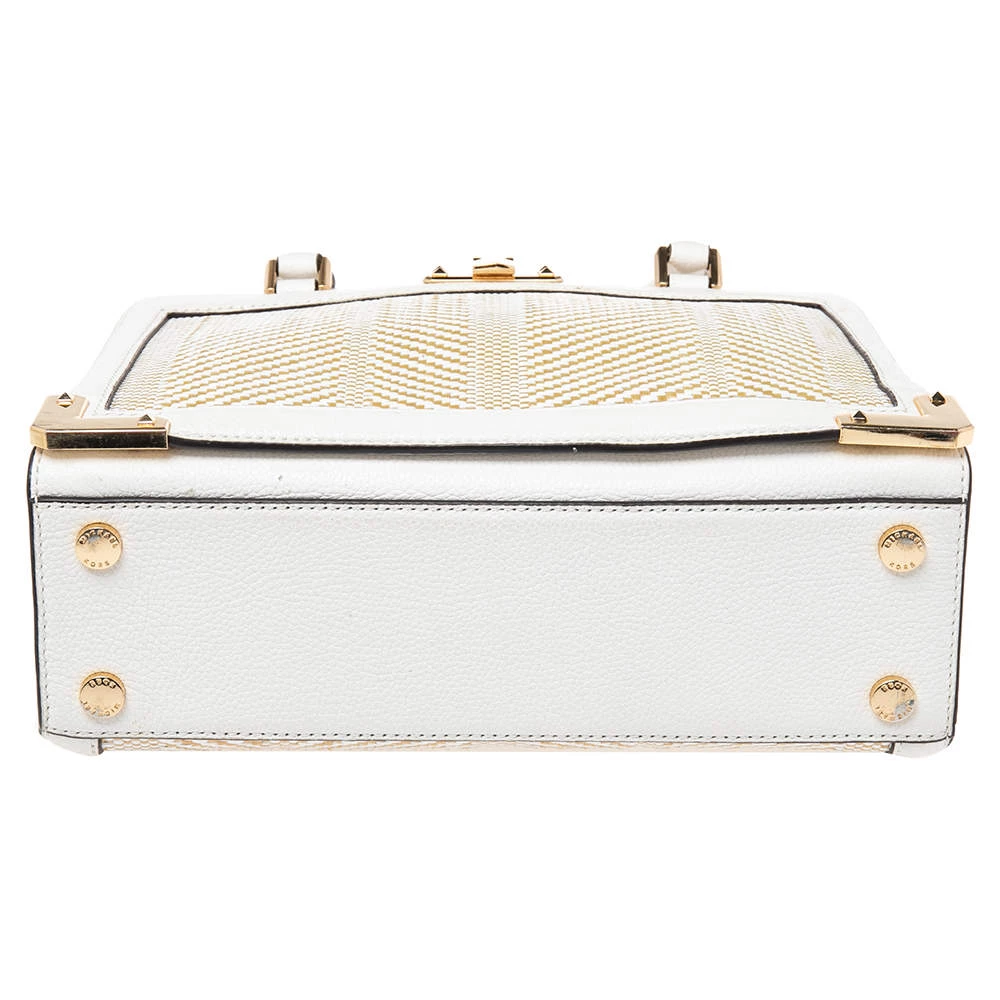 Michael Kors White Leather And Straw Medium Kinsley Accordion Tote For Women - Image 7