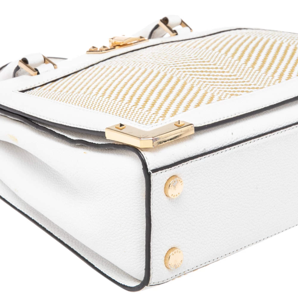Michael Kors White Leather And Straw Medium Kinsley Accordion Tote For Women - Image 11
