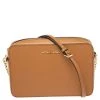 Michael Kors Brown Leather Jet Set Crossbody Bag For Women