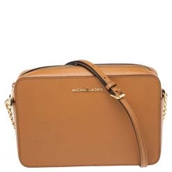 Michael Kors Brown Leather Jet Set Crossbody Bag For Women