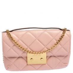 Michael Kors Pink Quilted Leather Small Sloan Crossbody Bag For Women