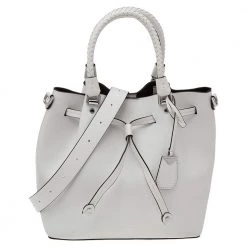 Michael Kors White Leather Medium Blakely Bucket Shoulder Bag For Women