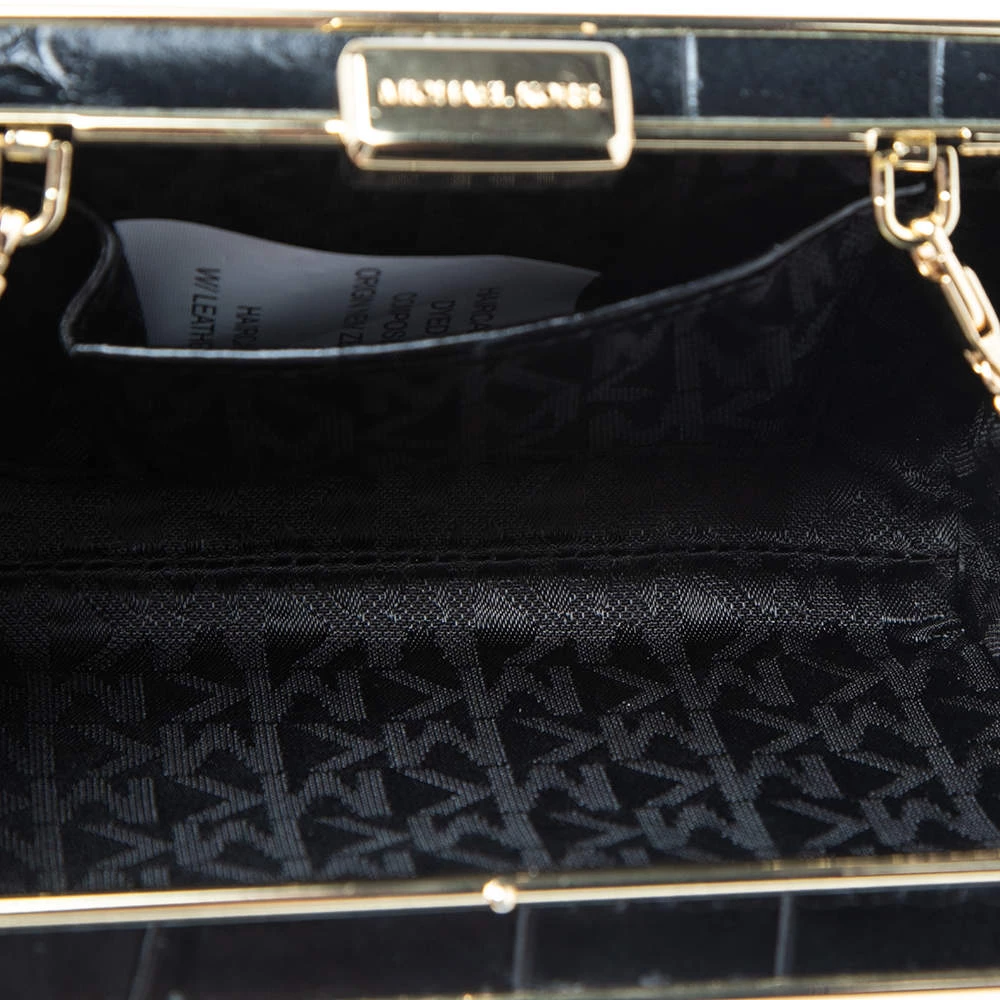 Michael Kors Black Calf Hair And Croc Embossed Leather Elsie Chain Clutch For Women - Image 7
