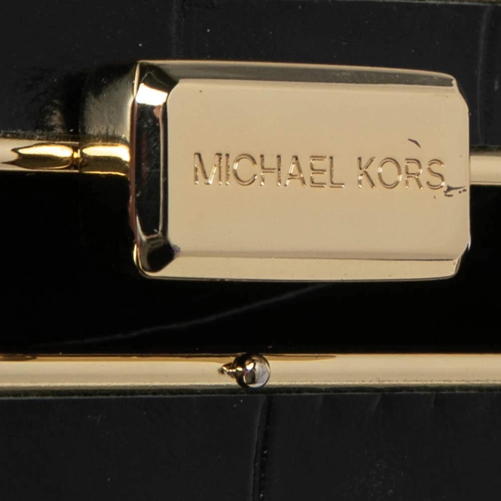 Michael Kors Black Calf Hair And Croc Embossed Leather Elsie Chain Clutch For Women - Image 8