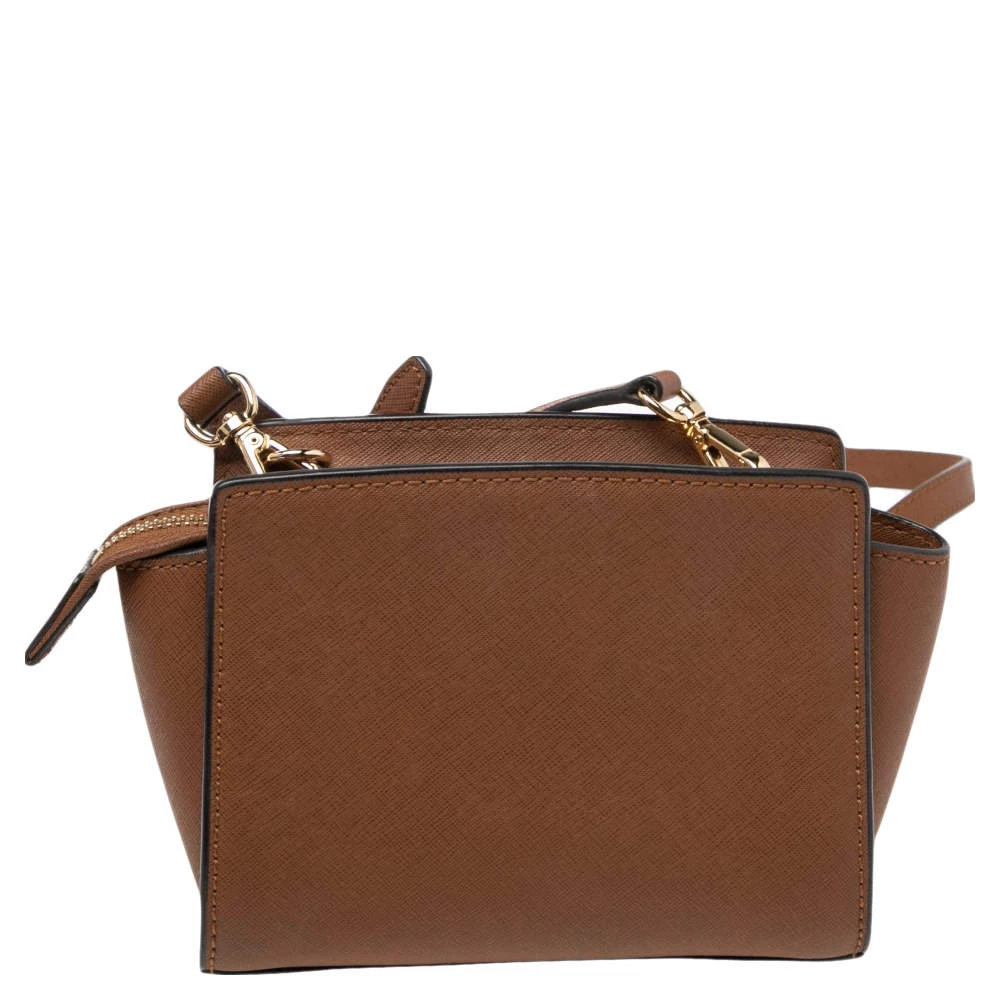 Michael Kors Brown Leather Mini Selma Crossbody Bag For Women - Image 4