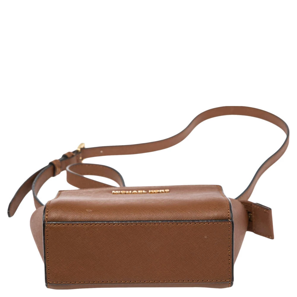 Michael Kors Brown Leather Mini Selma Crossbody Bag For Women - Image 6