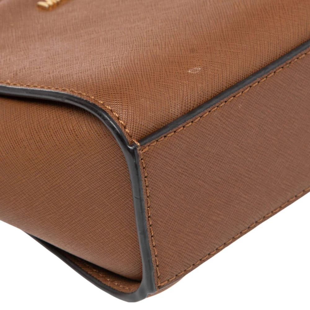 Michael Kors Brown Leather Mini Selma Crossbody Bag For Women - Image 10