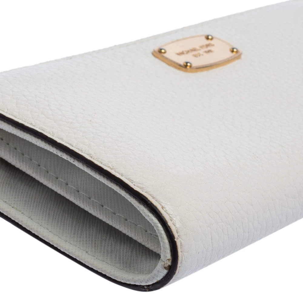 Michael Kors Off White Leather Zip Continental Wallet For Women - Image 10
