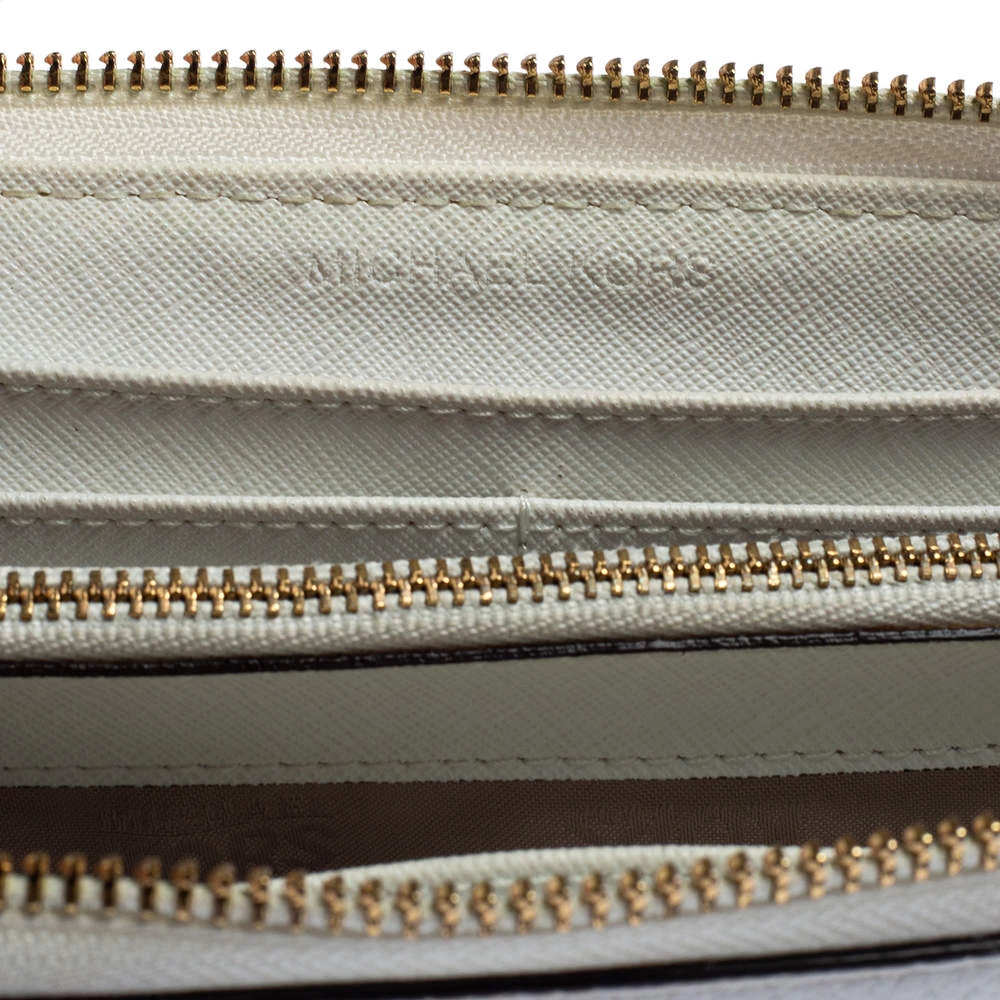 Michael Kors Off White Leather Zip Continental Wallet For Women - Image 8