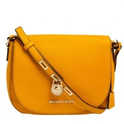 Michael Kors Mustard Yellow Leather Hamilton Crossbody Bag For Women