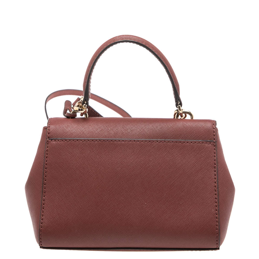 Michael Kors Maroon Leather Mini Ava Crossbody Bag For Women - Image 4