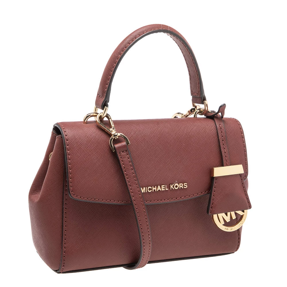 Michael Kors Maroon Leather Mini Ava Crossbody Bag For Women - Image 3