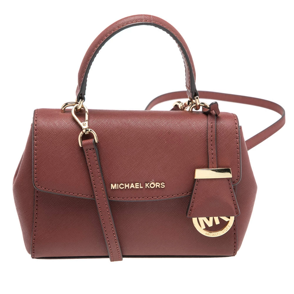 Michael Kors Maroon Leather Mini Ava Crossbody Bag For Women