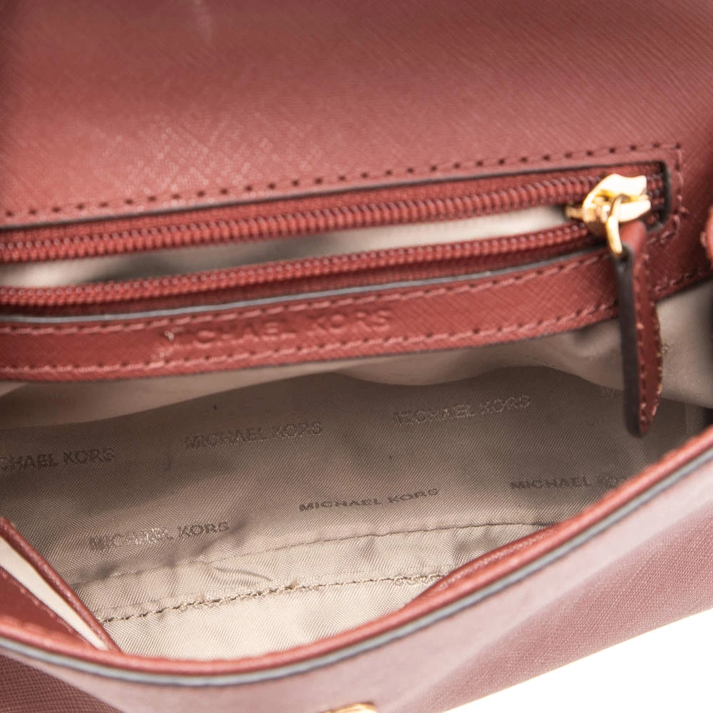 Michael Kors Maroon Leather Mini Ava Crossbody Bag For Women - Image 7