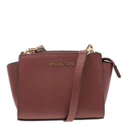 Michael Kors Maroon Leather Mini Selma Crossbody Bag For Women