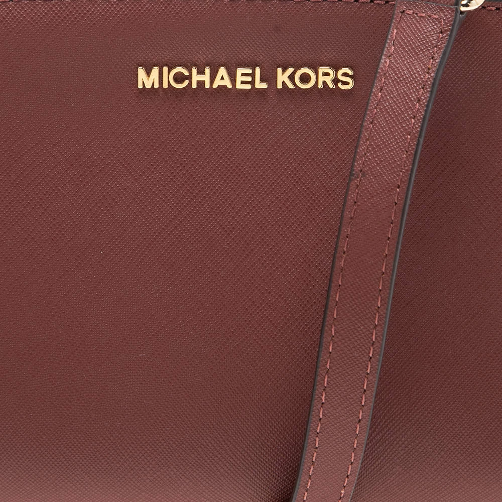 Michael Kors Maroon Leather Mini Selma Crossbody Bag For Women - Image 5