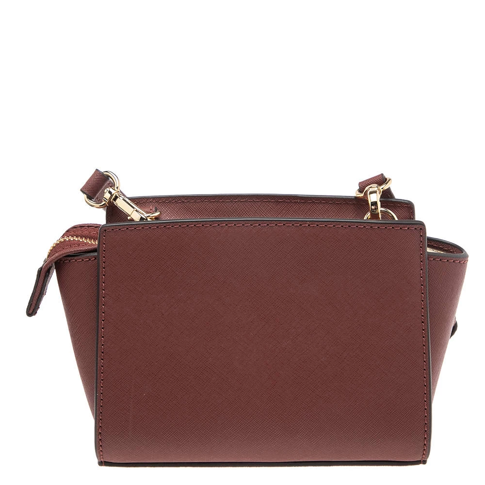 Michael Kors Maroon Leather Mini Selma Crossbody Bag For Women - Image 4