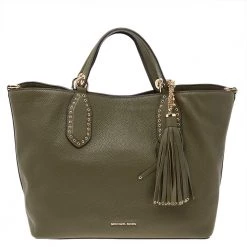 Michael Kors Green Leather Medium Brooklyn Shoulder Bag For Women
