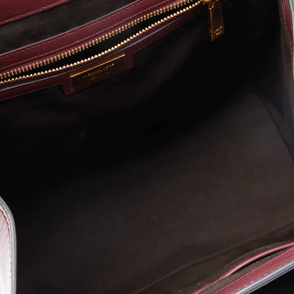 Michael Kors Burgundy Leather And Python Embossed Leather Bancroft Satchel For Women - Image 7