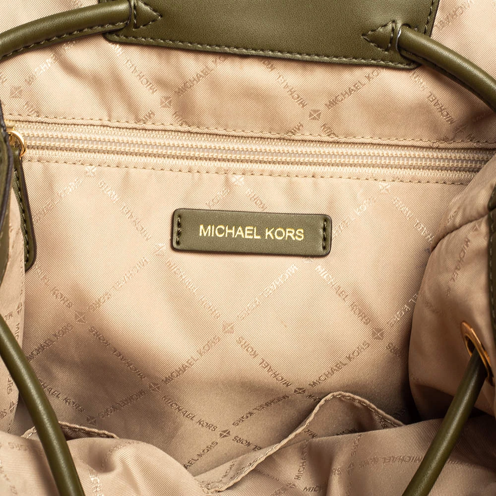 Michael Kors Military Green Nylon And Leather Medium Cargo Abbey Backpack For Women - Image 9
