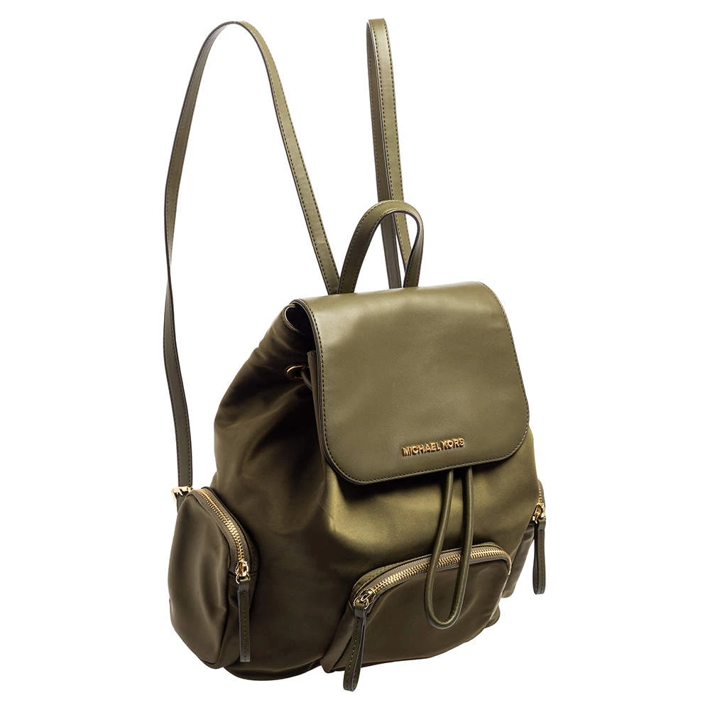 Michael Kors Military Green Nylon And Leather Medium Cargo Abbey Backpack For Women - Image 3